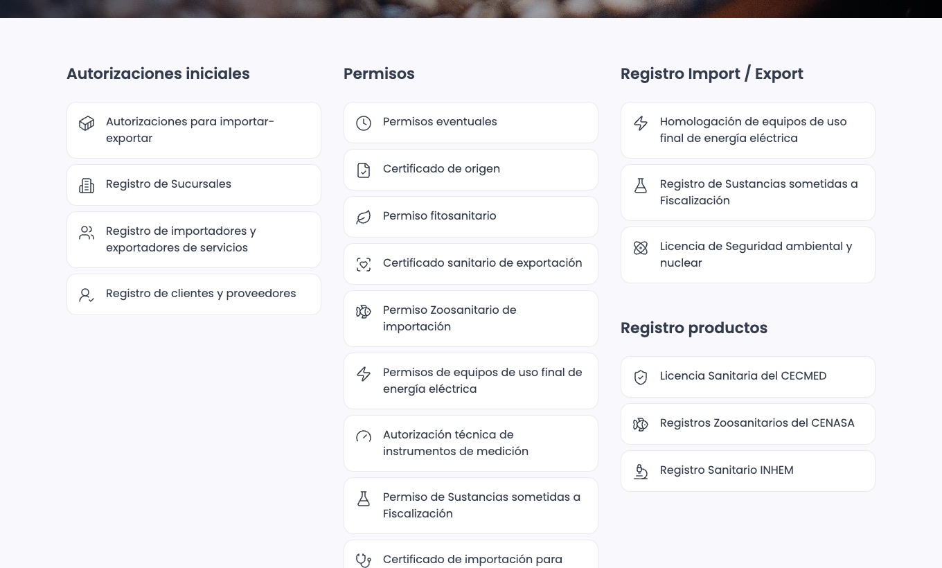 List of foreign trade services in the single window